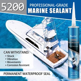 10.5 oz Marine Adhesive Sealant 5200 - High Bond Marine Sealants (White), Underwater Marines Caulking Sealant, Fast Curing, MuzeFansi Flexible Joint Sealants for Boats, Hulls, Decks, and RVs - 2 Pack