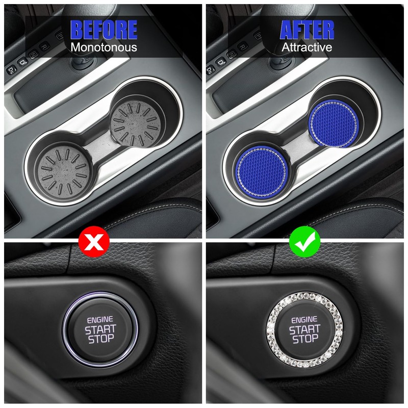 OUZORP Car Cup Coasters Blue 2 Pack with Push Start