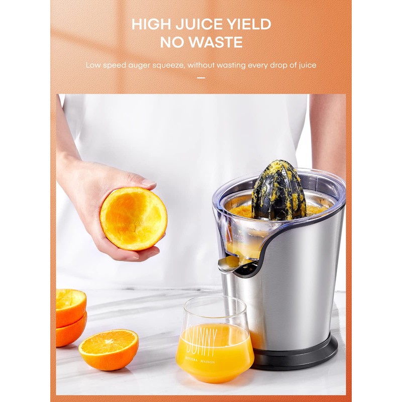 FOHERE Orange Juicer Squeezer Electric Citrus Juicer with Two Interchangeable