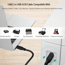 URELEGAN USB B 3.0 Cable, USB 3-B Male to USB C Cable, 6ft USB C to USB 3.1 Type B Cable 5Gbps High Speed Printer Cord for Computer, Phone, Docking Station, External Hard Drivers, Scanner and More