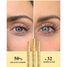 Siero Ciglia Allungante e Volumizzante OROLASH 3ML (3 mesi) | Ideale Per Infoltimento Ciglia e Sopracciglia | 100% EFFICACE