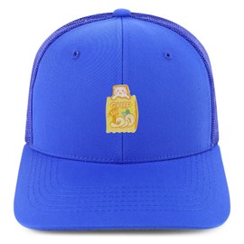 Trendy Apparel Shop Honey Chip Embroidered Patch Structured 6 Panel Mesh Back Trucker Cap - Royal
