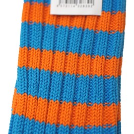 Decka de-29 Heavy Weight Striped Striped Socks, Blue/Orenge