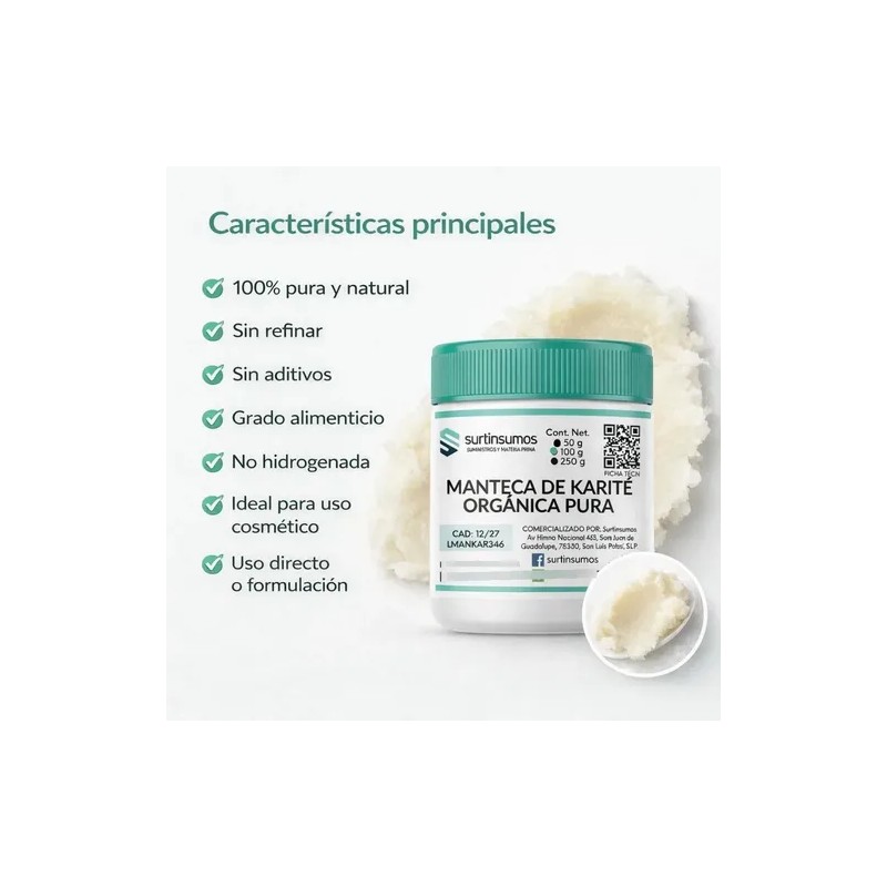 Manteca De Karité Natural Y Orgánica 100g Surtinsumos