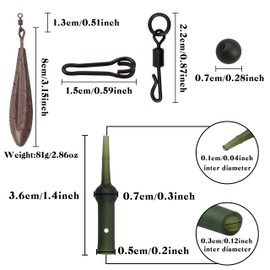 Carp Leaders Handmade Carp Rigs Boilie Rig with 80g Fishing Weight Pop-Up Bait Carp Hook Boilies for Carp Fishing Accessories (2 Pack, Type A)