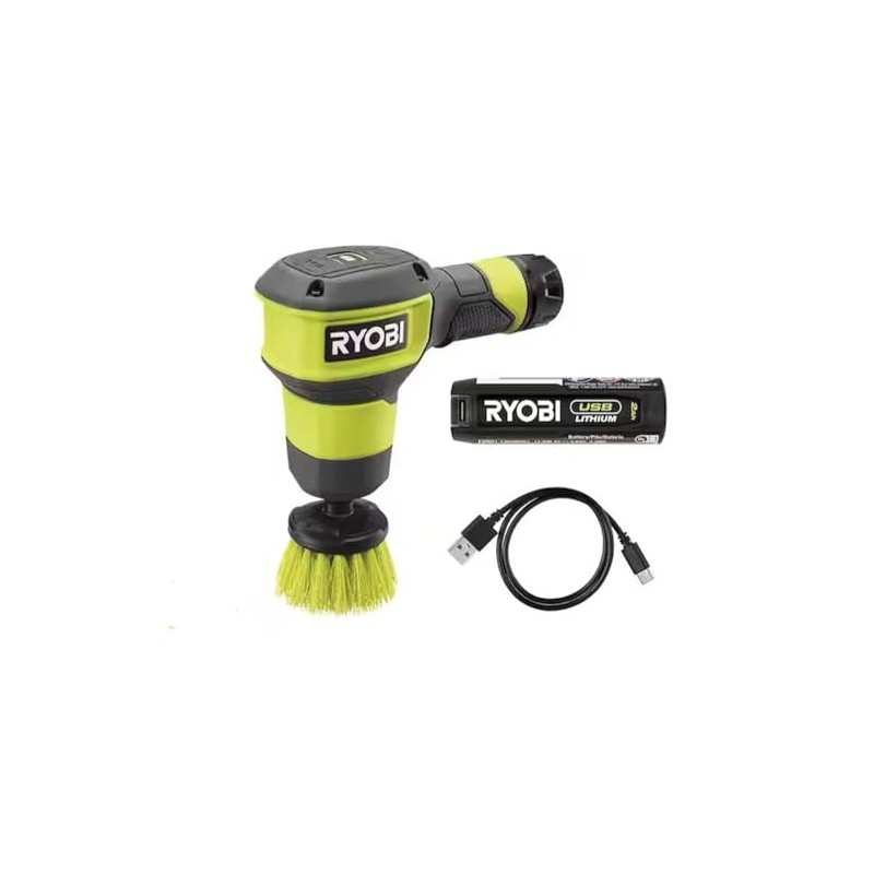 RYOBI USB Lithium Compact Scrubber Kit with 2.0 Ah Battery,