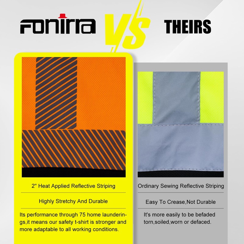 FONIRRA Safety Reflective High Visibility Shirts for Men ANSI Class