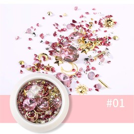 6 Case Mixed Rhinestone Set, Prion, Colorful Parts, Aurora Nail Parts, Gel Nails, Range, Nail Art