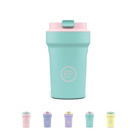 Cool Bottles - Paradise Tumbler - Thermobecher aus Edelstahl - 350 ml - Capri - Cyan und Rosa - Luftdichter Deckel - Kalte Getränke 10 Stunden und heiße Getränke 5 Stunden - Fleckabweisend