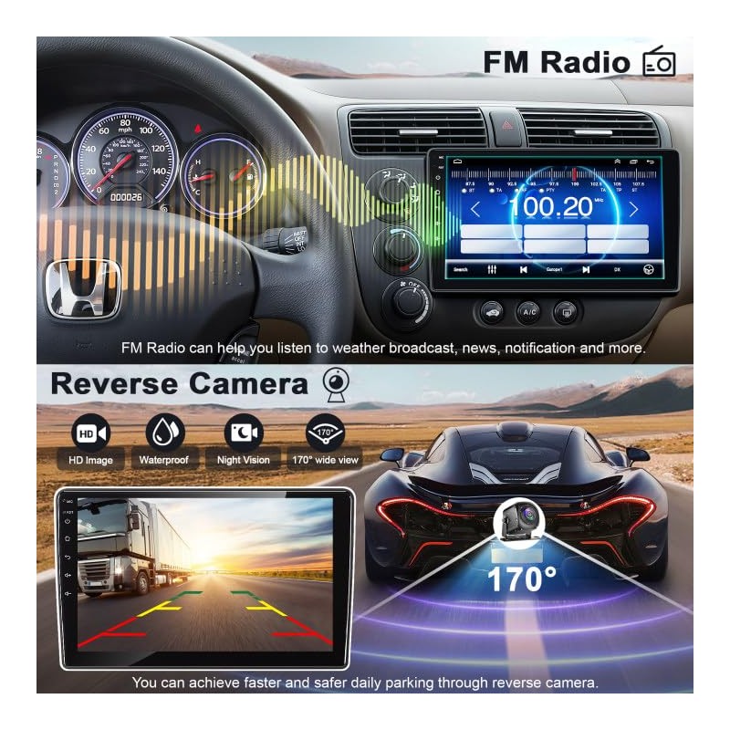 for Honda Civic 2001 2002 2003 2004 2005, Wireless Carplay&Android