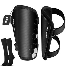 Soccer Shin Guards for Kids Youth Toddler, Shin Guard and Long Soccer Socks for Adults Boys Girls, Shin Pads & Sleeves Equipment - Football Gear for 3 5 4-6 7-9 10-12 Years Old Children Teens