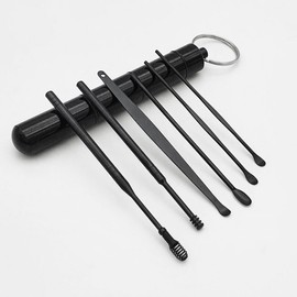 Ear cleaning portable stainless steel earpick set black earwax removal