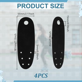 AHANDMAKER 4Pcs Roller Skate Toe Guards, Durable Faux Suede Flat Toe Guard Protectors Universal Skate Toes Protective Cover with 6 Small Holes for Roller Skates Replacement Accessories, Black