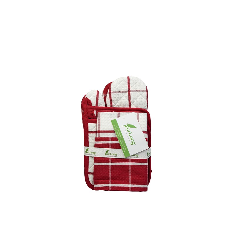 furLong 100% Cotton Eco-Friendly Honey Comb Weave 6-Piece Kitchen Set,