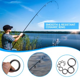 THKFISH Fishing Rod Repair Kit - 40pcs Ceramic Guides Ring - Improves Cast Distance & Sensitivity - Suitable for Freshwater & Saltwater Rods