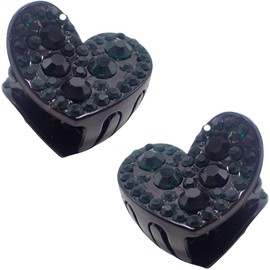 Topkids Accessories 2pc Rhinestone Heart Claw Clips for Women and Girls, Hair Clips Women, Hair Accessories for Women, Black Hair Clips, Small Claw Clips, Hair Claw Clip (Bottle Green)