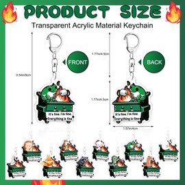 XunYee 10 Pcs Dumpster Fire Employee Appreciation Gifts Emotional Support Acrylic Animal Keychains for Coworker Teacher Nurse