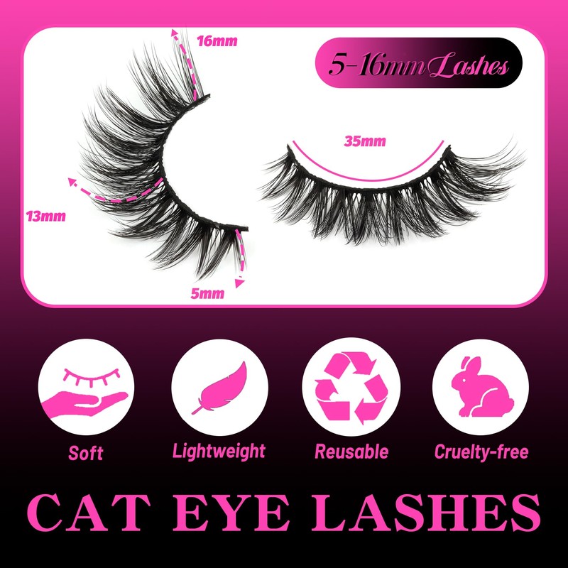 Lashes Cat Eye Eyelashes Fluffy Strip Lash Wispy Eyelash