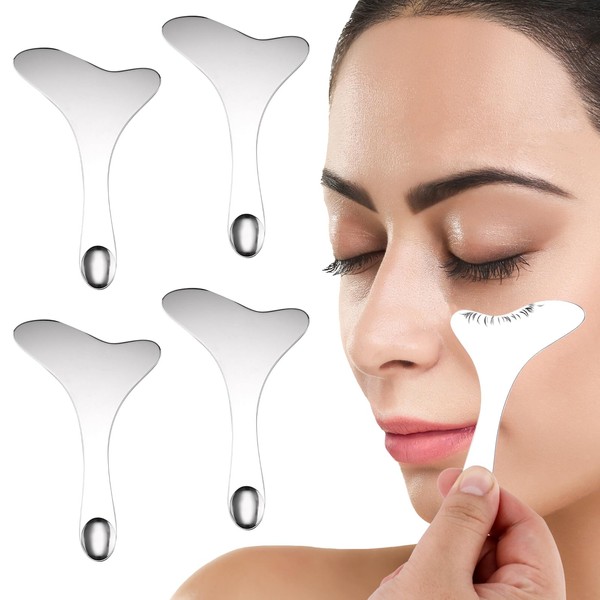 BOXOB 4pcs 304 Stainless Steel Eyeliner Stencil, Reusable Wing Eye