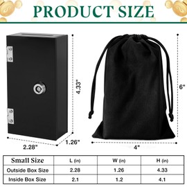 Pocket Size Acrylic Cash Box for Gambler, Winners Bank with 2 Keys Storage Bag, Compact Portable Secure Money Organizer Safe Lock Box for Casino, Control Gambling,Black,1 Pack