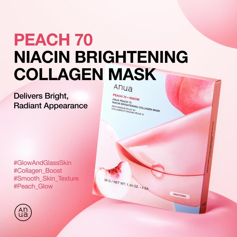 ANUA Peach 70 Niacin Brightening Collagen Mask, Overnight Face Mask