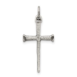 Sterling Silver Antiqued Nail Cross Pendant