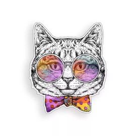Real Sticky Cat Sticker Bow tie Sunglasses Kitty Laptop Cup Cooler Car Window Bumper Decal