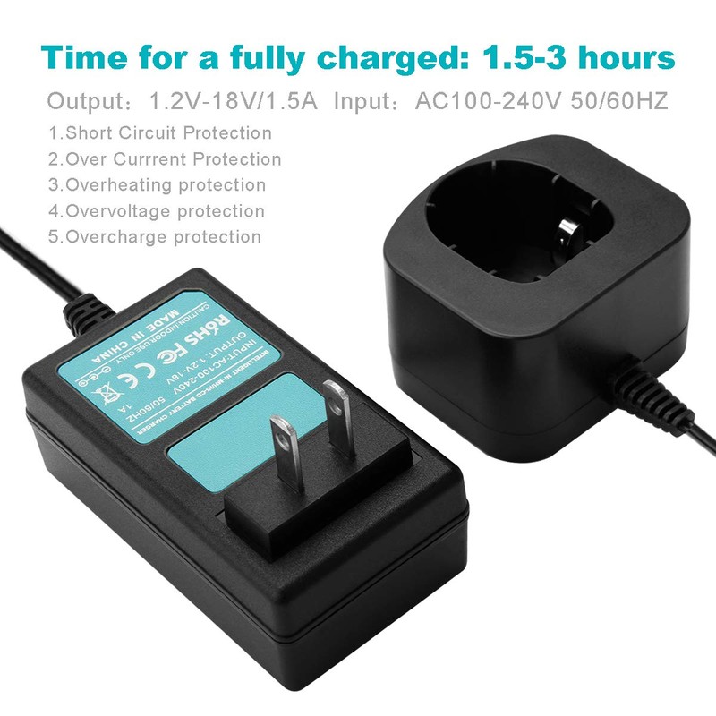 Creabest 1.2V-18V Ni-HM/Ni-CD 1400652 Battery Charger Compatible with Ryobi 7.2V