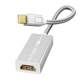 IVANKY 4K Mini DisplayPort to HDMI Adapter, 4K@60Hz, Thunderbolt 1&2 to HDMI Adaptor, Super Slim, Mini DP to HDMI Adapter for MacBook Air/Pro, Surface Pro/Dock/Book, Monitor, Projector-Silver