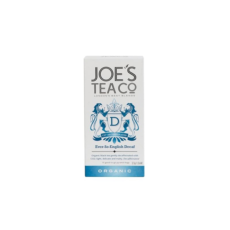 Joe's Tea Ever-So-English Decaf Organic Pyramid Tea Bags, 15-Count