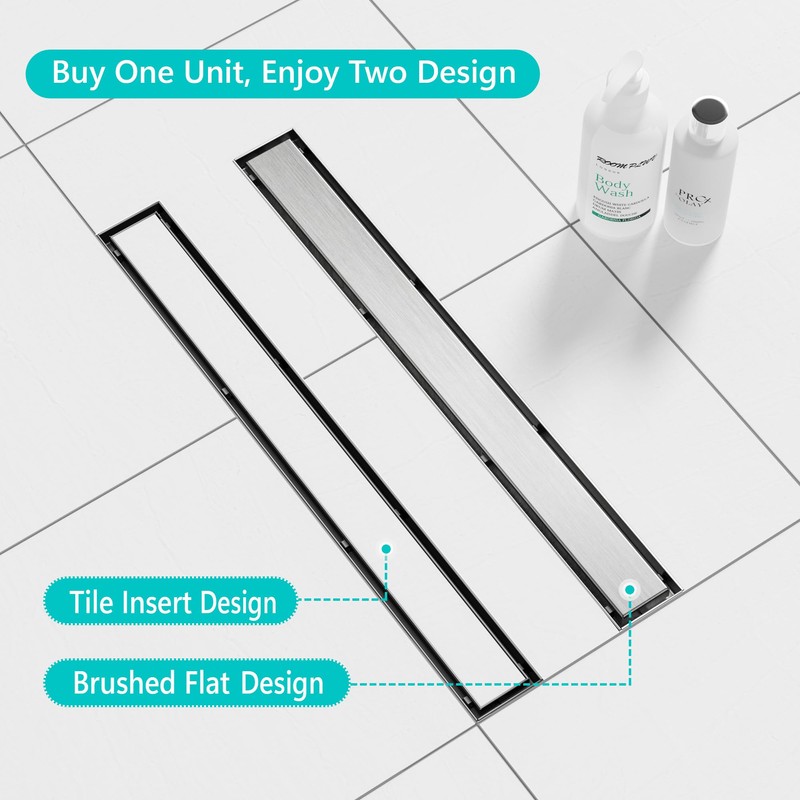 Neodrain 30-Inch Linear Shower Drain,with 2-in-1 Flat & Tile Insert