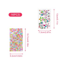 SRJQXH Colourful Rhinestones, 16 Sheets, Glitter, Colourful Rhinestones, Animal Rhinestones, Rhinestone Stickers for Handbook, Painting, DIY Decoration