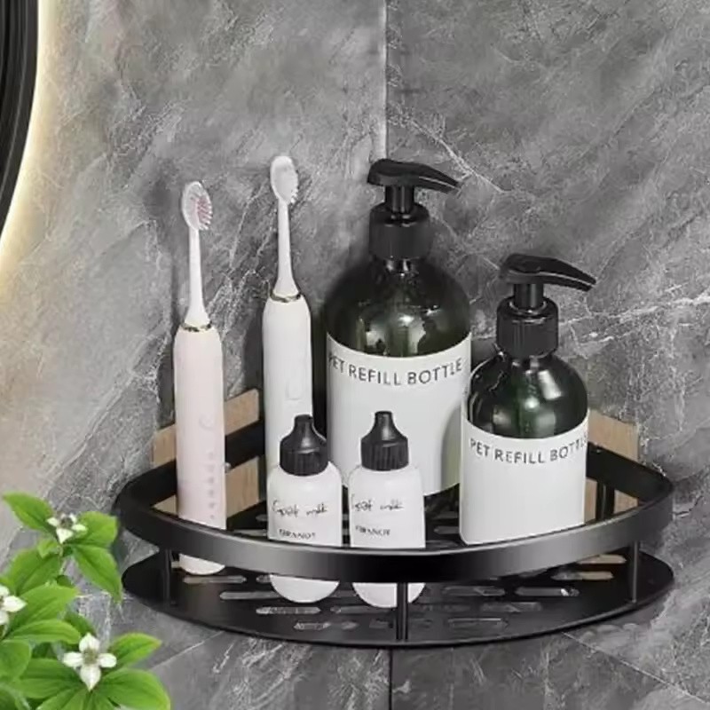 No-Drill Bathroom Shelf Wall Mounted Shower Storage Rack