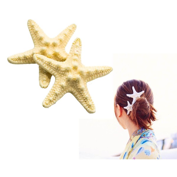 2 Pcs Starfish Hair Clip Resin Beach,Sea Star Hair Pins