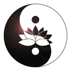 DesignToRefine Vinyl Wall Decal Lotus Flower Yin Yang Symbol Zen Meditation Art Stickers Mural Large Decor (g1107) Black
