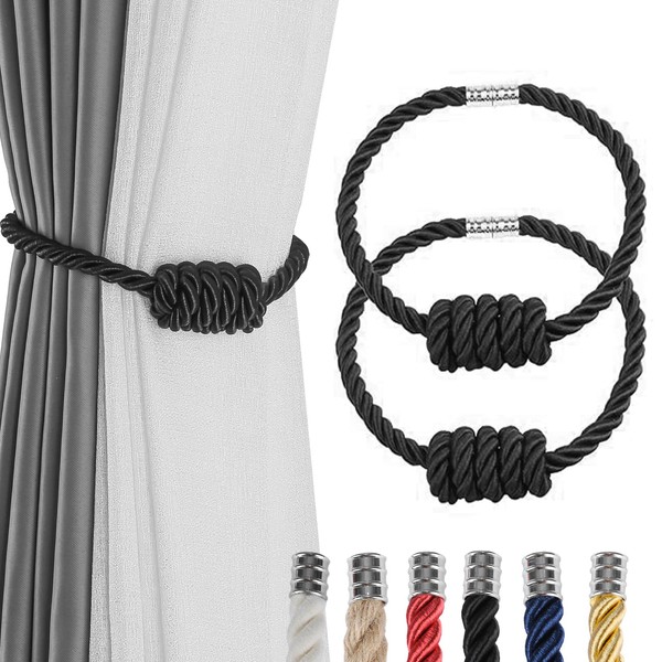 Fenghuangwu 2Pack Magnetic Curtain Tiebacks – Bohemian Style Handmade Woven