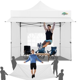 COBIZI 10x10 Pop Up Canopy Tent with Awning & Sidewalls, Heavy Duty Commercial 10X10 Canopy Tents Instant Waterproof, UPF 50+ Sun Shade for Outdoor, Parties, Markets (White)