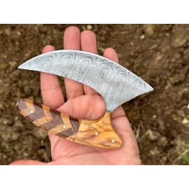Aj Sanity Knives Handmade Damascus Steel Pizza Cutter ALASKAN ULU KNIFE With Sheath