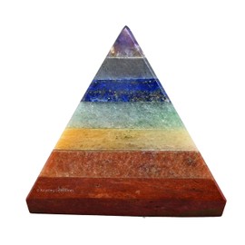 Chakra Pyramid Crystal Healing Stones - 2" Great Pyramid Figurine of Natural Stone Pyramid for Meditation, Reiki, Chakra Balancing and Crystal Pyramids Grid