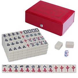 Juego de Mahjong de Viaje Antiguo con 146 fichas, Mini Mahjong Chino de Viaje de Versión, Regalos de Estilo Chino para Juegos de Fiesta               