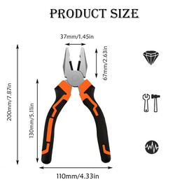 Combination Pliers 8 Inch Multipurpose Heavy Duty Lineman Tools Steel High Leverage Pliers with Soft Grip for Cutting Crimping Wire Twisting Pulling Nails Removing