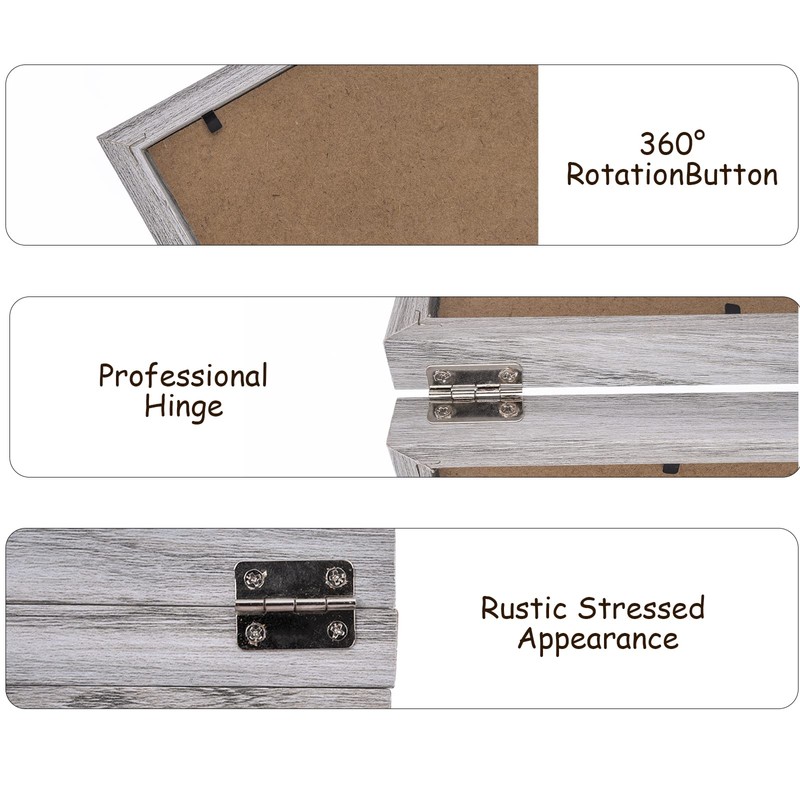 5 Folding 4 x 6 Inch Hinged Picture Frame, Wood