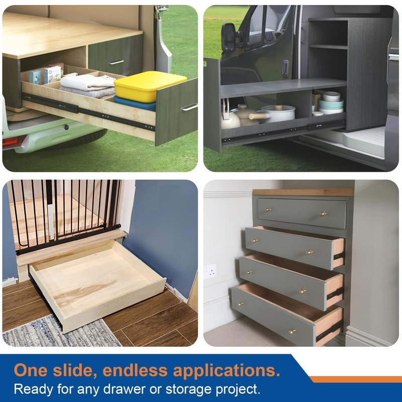 VADANIA 32" Heavy Duty Drawer Slide Without Lock #A53, Black-electroplated