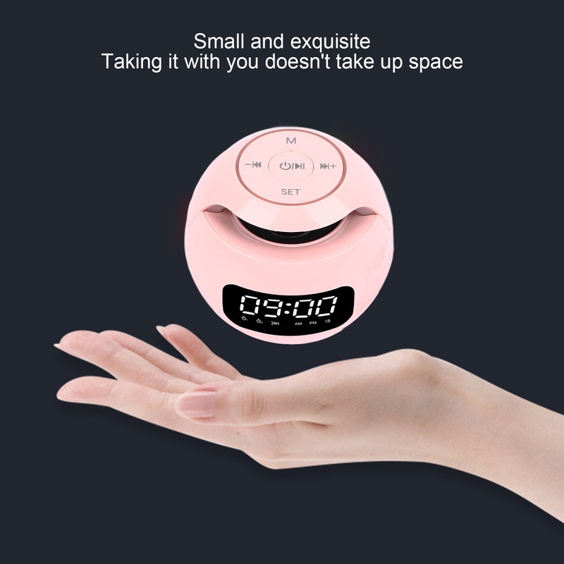 Bluetooth Clock Speaker Round Small Support Memory Card Wireless Alarm