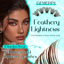 Brown Lash Clusters 280PCS Eyelash Clusters Natural Looking Individual Lash Extenison Fluffy Cluster Lashes DIY Lashes at Home by GEMERRY（40P-10-18mm-Brown)