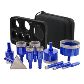 SHDIATOOL Diamond Drill Core Bits Kit, Hole Saw Sets, Diamond Drilling Mould Guide for Porcelain Tile Marble Ceramic Granite with Hollow EVA Guide Jig 11pcs(6/8/10/20/25/28/32/35/50/65/1-3/4inch)