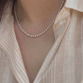 Silver 925 ball chain 3mm layered silver necklace size / 실버925 볼체인 3mm 레이어드 은목걸이 사이즈
