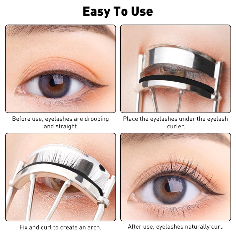 Jaasuee 60pcs Black Silicone Rubber Universal Eyelash Curler Replacement Refill