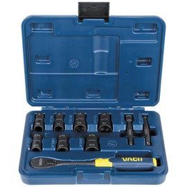 VACO VAC4102 10-Piece 2-in-1 Impact Flip Socket Set with Case, Adapters, Ratchet, 6 Sockets, 12 SAE and Metric Sizes for 1/4-Inch Drive