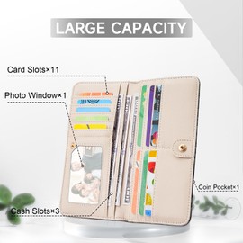 MEIITRUE Wallet Women Ultra Slim Thin Womens Wallet RFID Blocking Bifold Clutch Long Ladies Wallet Rose BLACK